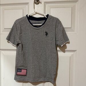 U.S. Polo Assn. Kids Gray T-Shirt with Flag Patch